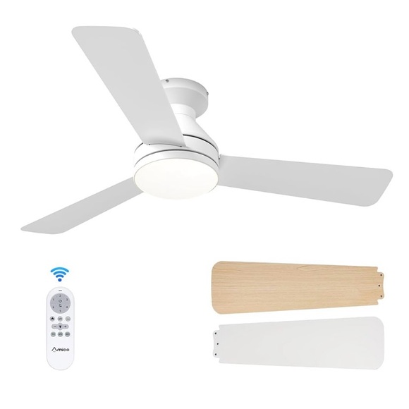 Amico Ceiling Fans with Lights, 42 inch Low Profile Ceiling Fan with Light - Picture 1 of 6